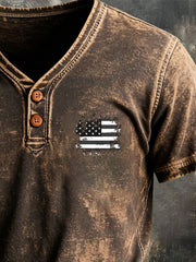 Men's Retro Patriot Patchwork Waffle T-shirt