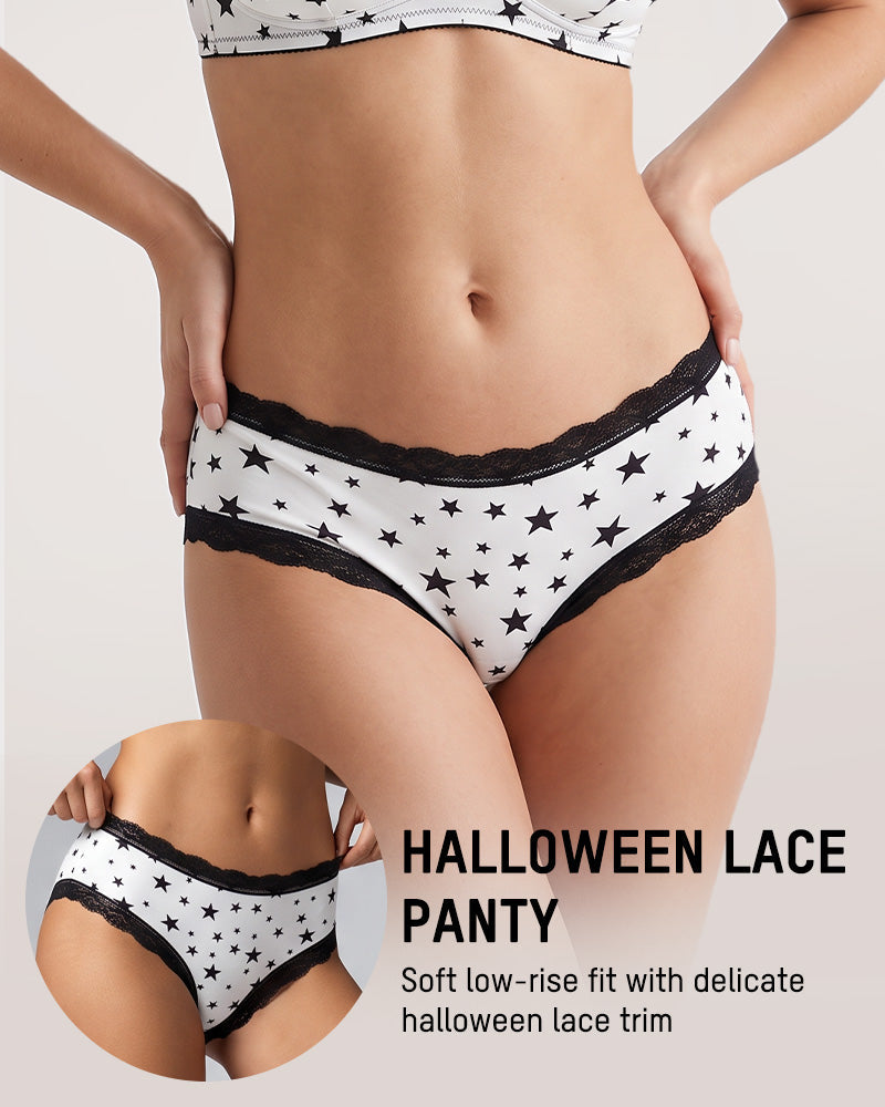 6-Pack Gothic Halloween Lace-Trim Hipster Panties - view 3