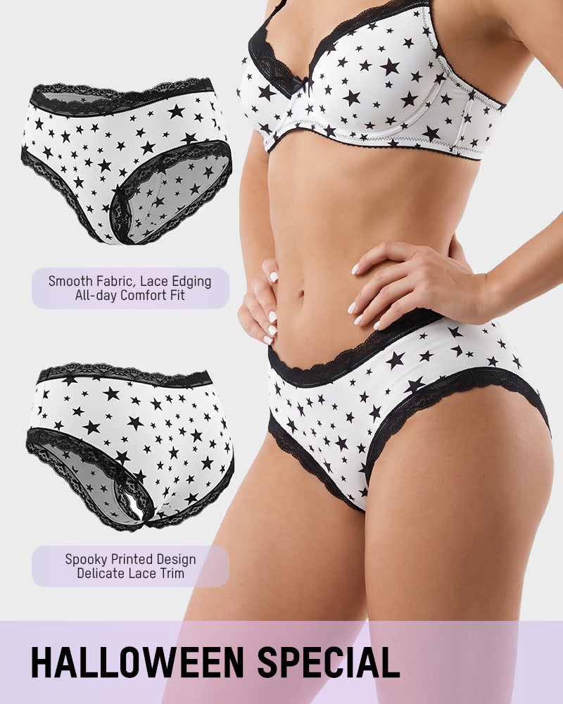 6-Pack Gothic Halloween Lace-Trim Hipster Panties - view 4