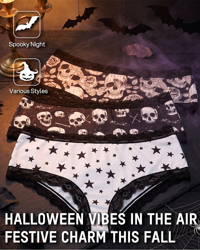 6-Pack Gothic Halloween Lace-Trim Hipster Panties - view 6