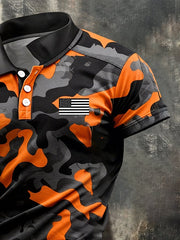 Men's Retro Patriot Camouflage Patchwork T-shirt