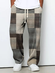 Men's Geometric Gradient Art Printed Waffle Casual Pants