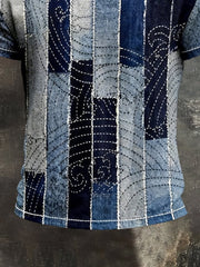 Men's Retro Print Crew Neck Short Sleeve T-Shirt