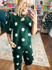 Polka Party Sweater TOP - Hunter Green