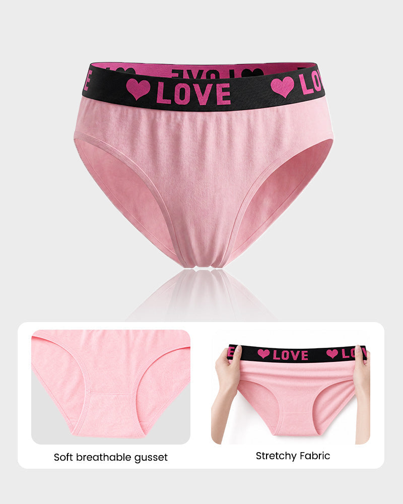 6 Pack LOVE Print Cotton Bikini Panties - view 5