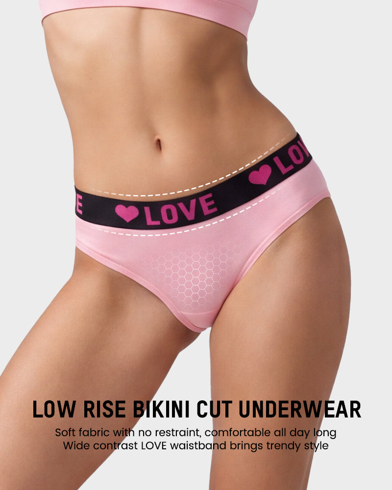 6 Pack LOVE Print Cotton Bikini Panties - view 3