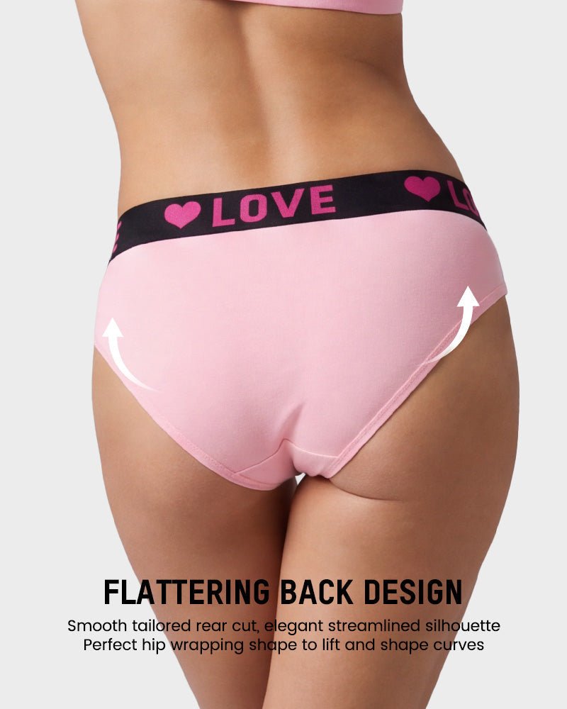 6 Pack LOVE Print Cotton Bikini Panties - view 4