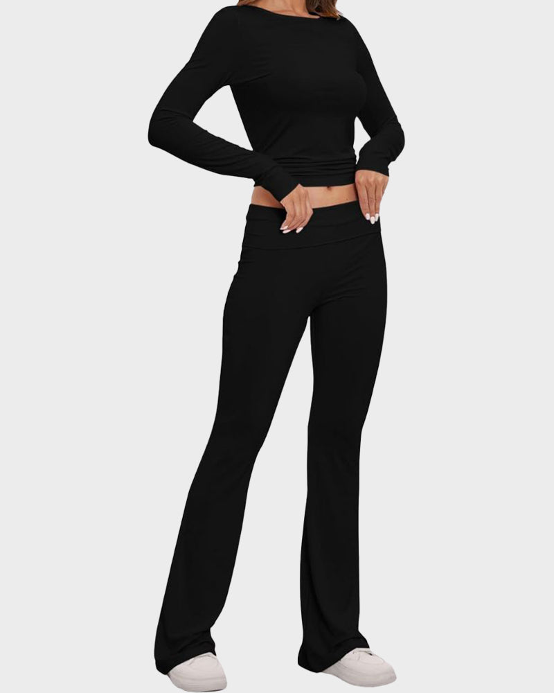 Women's 2-Piece Lounge Set: Tops & Flare Pants - view 26