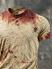 Men's Retro Splatter Paint Design Short-Sleeve T-Shirt