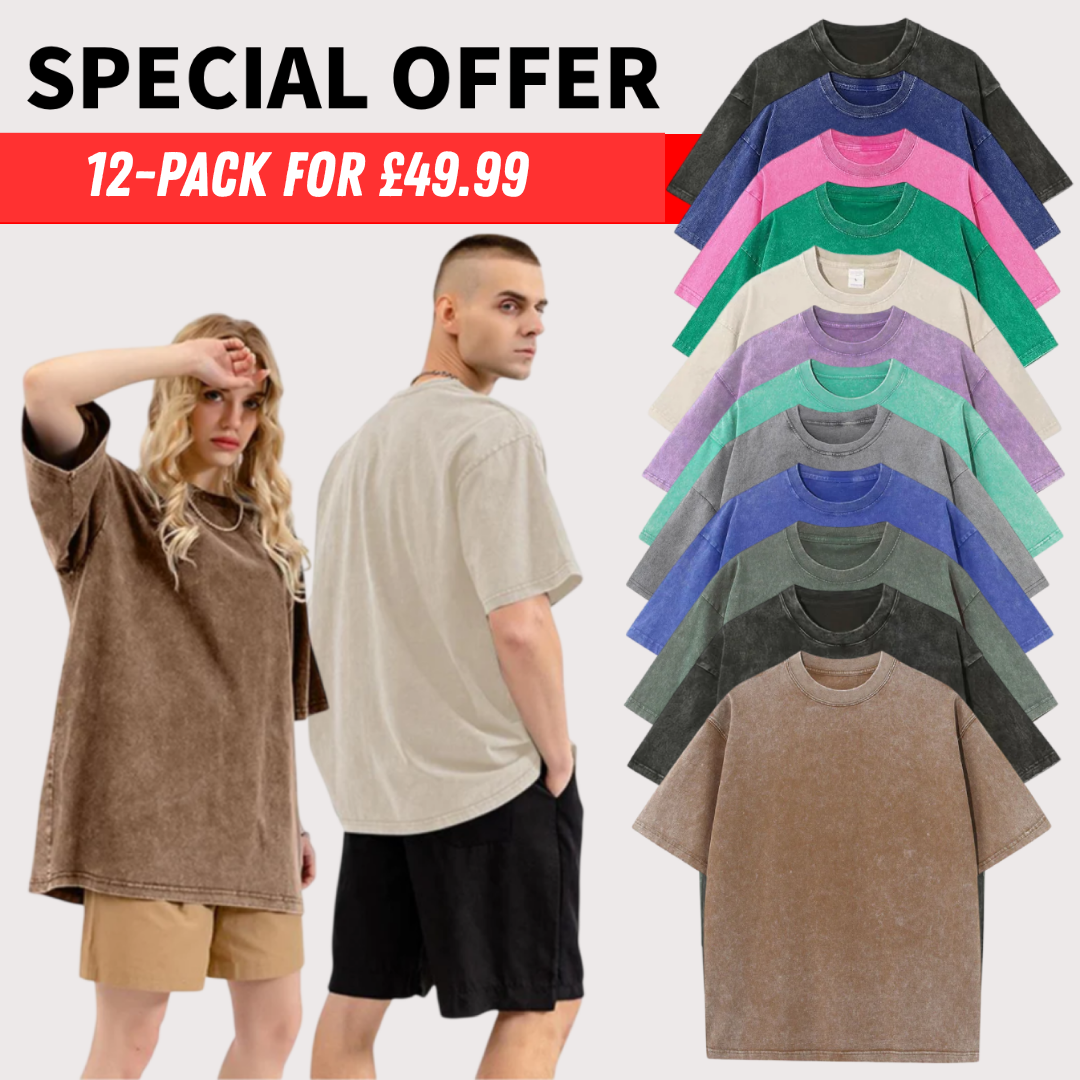 Men’s Oversized Vintage Acid-Wash T-Shirt – 100% Heavyweight Cotton Streetwear for Gym & Everyday Wear