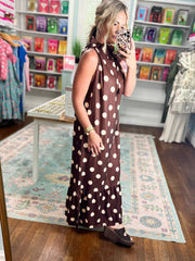 Pretty in Polka Maxi Dress - Brown/Ivory