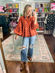 Spot Me Smiling Whimsical Top - Rust