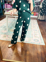 Polka Party Knit PANTS - Hunter Green