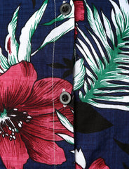 Women's Floral Print Blouse Flower Hawaiian Cotton Short Sleeve Beach Summer Aloha Shirt