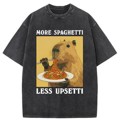 Tokyo-Tiger Capybara Eating Pasta Washed T-Shirt