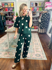 Polka Party Sweater TOP - Hunter Green
