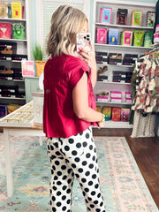 Crimson Charm Poplin Top