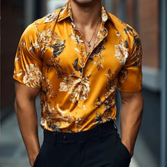 [24-hour shipping out]Men's Retro Casual Printed Floral Lapel Short Sleeve Shirt MTA1484D6TO