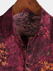 Men's Red Retro Holiday Breathable Hawaiian Short Sleeve Shirt