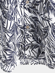 Men's Tropical Blue Short Sleeve Summer Button Up Shirt