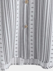 Men's Casual Striped Short Sleeve Summer Button Up Shirt