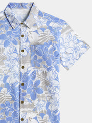 Men’s Tropical Resort Vacation Holiday Party Hawaiian Floral Cotton Short Sleeve Shirt