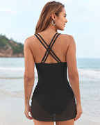 Drawstring Mesh One-Piece Swimsuit - view 10
