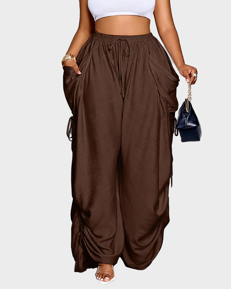 Adjustable Side-Drawstring Wide-Leg Pants - view 2