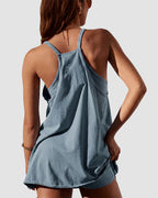 Adjustable Strap Active Mini Dress with Built-In Shorts & Pockets - view 10