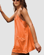 Adjustable Strap Active Mini Dress with Built-In Shorts & Pockets - view 19