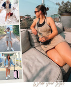 Adjustable Strap Active Mini Dress with Built-In Shorts & Pockets - view 4