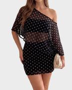Animal-Print Sheer Shawl Top & Mini Skirt Set - view 14