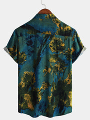 Men's Summer Vintage Holiday Breathable Button Up Hawaiian Short Sleeve Shirt