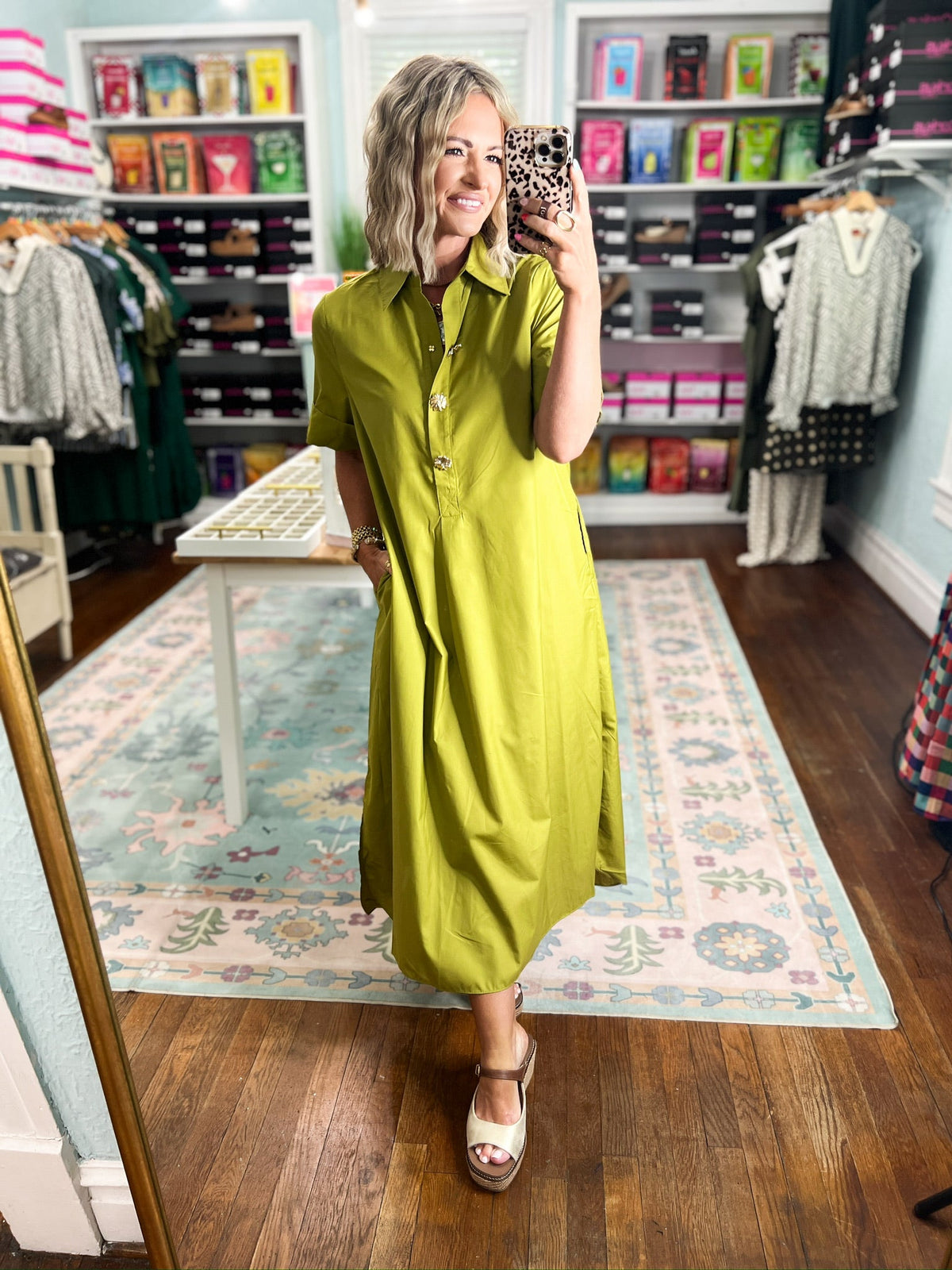 Everywhere Together Midi Dress - Martini Olive