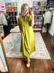 Everywhere Together Midi Dress - Martini Olive