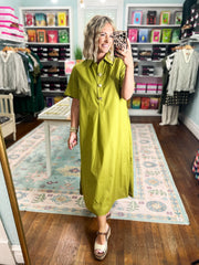 Everywhere Together Midi Dress - Martini Olive