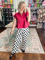 The Dot Edit Wide Leg Denim Pants - Off White