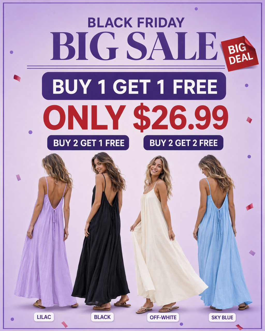 Backless Cami Dress Multipack