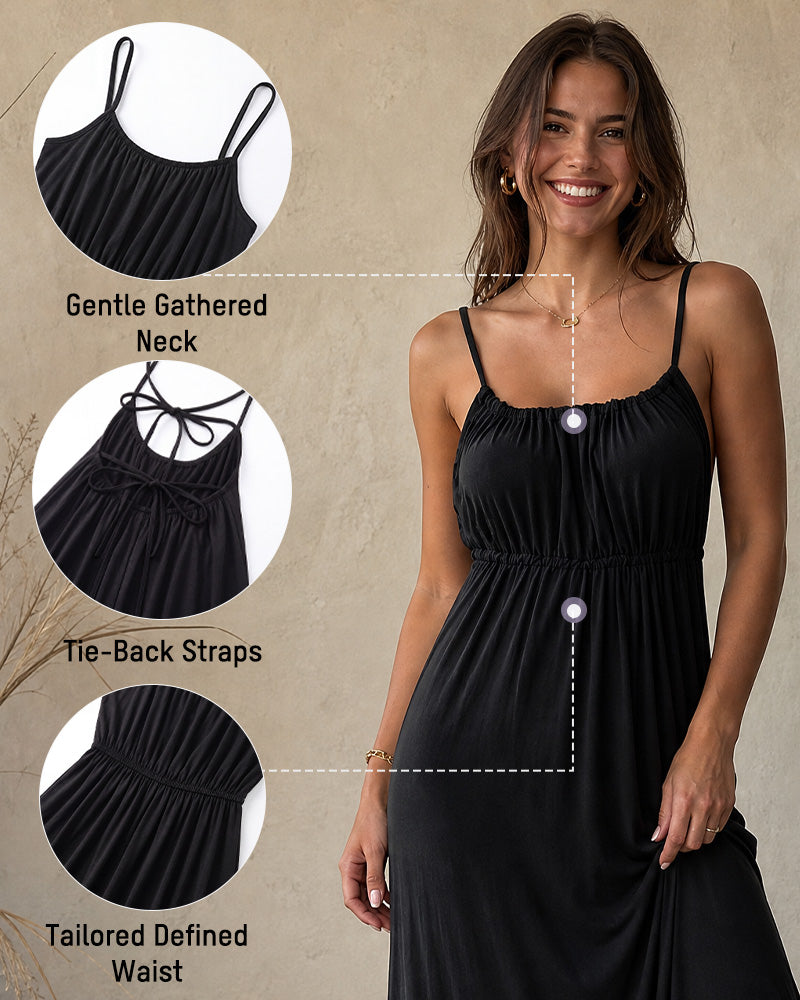 Backless Drawstring Maxi Cami Dress - view 3
