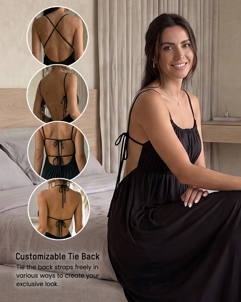 Backless Drawstring Maxi Cami Dress - view 2