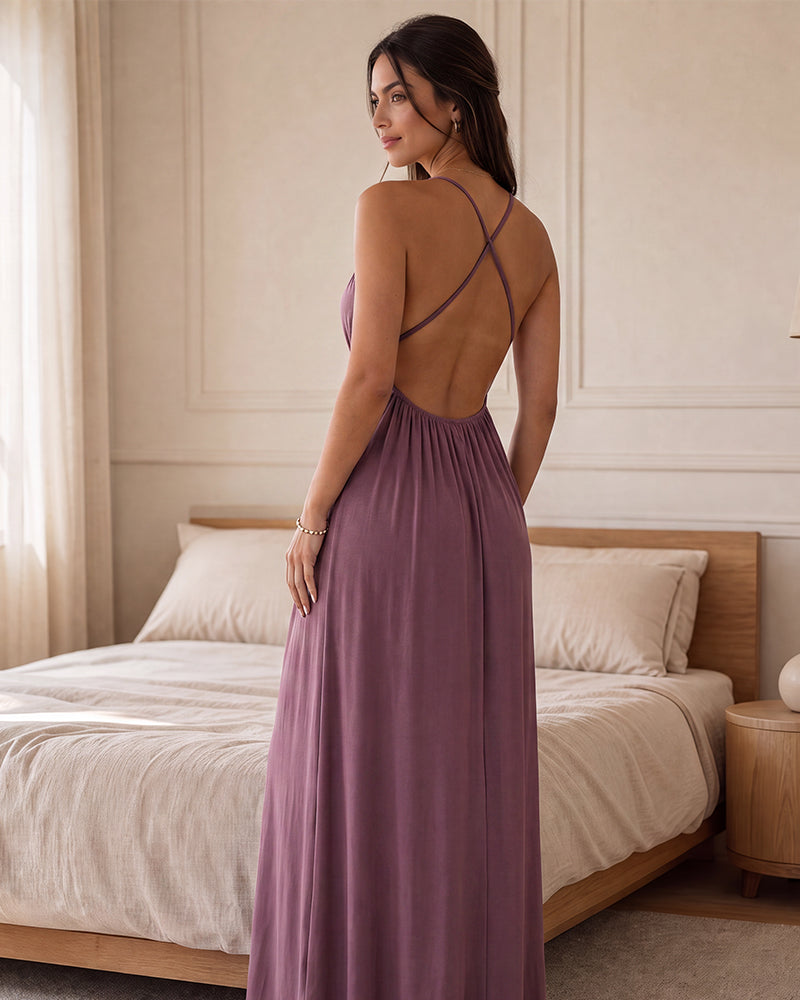 Backless Drawstring Maxi Cami Dress - view 6