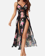 Sexy Mesh V Neck Side Split Nightdress - view 9