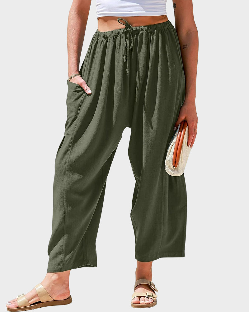 Breezy Linen Blend Wide-Leg Pants with Pockets - view 3