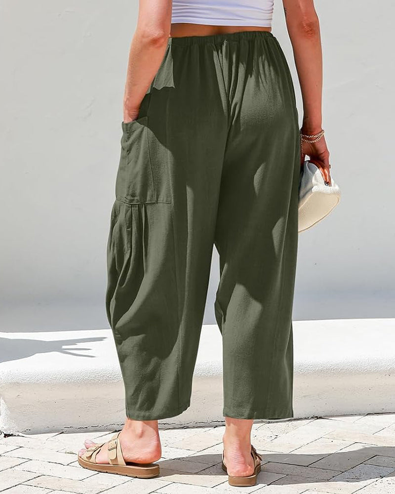 Breezy Linen Blend Wide-Leg Pants with Pockets - view 2