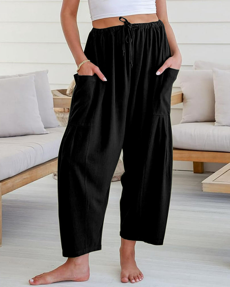 Breezy Linen Blend Wide-Leg Pants with Pockets - view 5