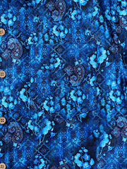Men’s Retro Hawaiian Print Paisley Cotton Breathable Cool Resort Vacation Short Sleeve Shirt