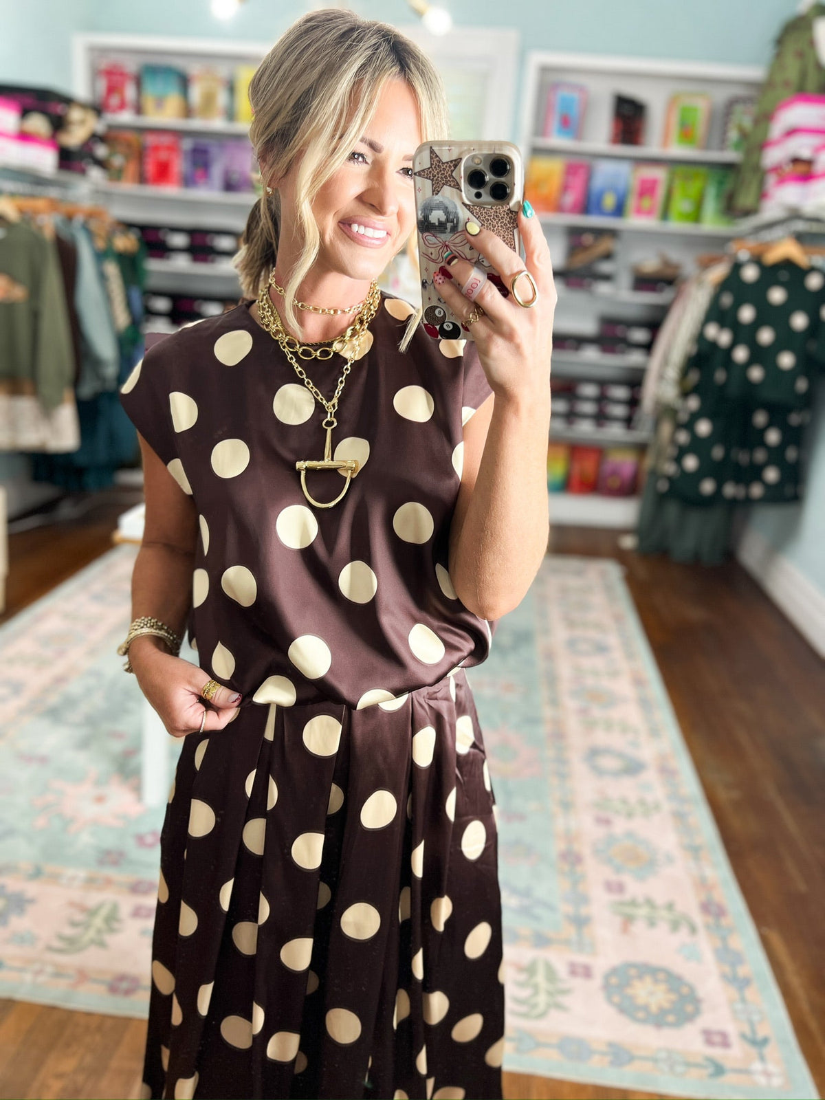 Dot Your Calendar Bubble TOP - Brown