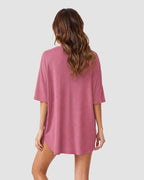 Casual Oversized 2-Piece Lounge Set with Crewneck & Split Hem - view 12