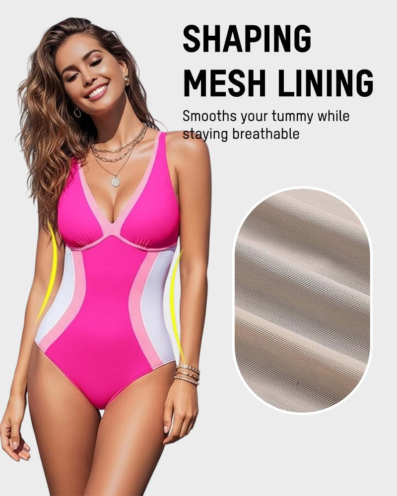 Color Block Tummy Control One-Piece Swimsuit - view 2