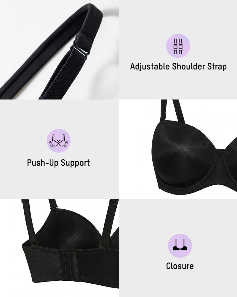 Comfort Push Up Unlined Bra with Removable Straps - view 6